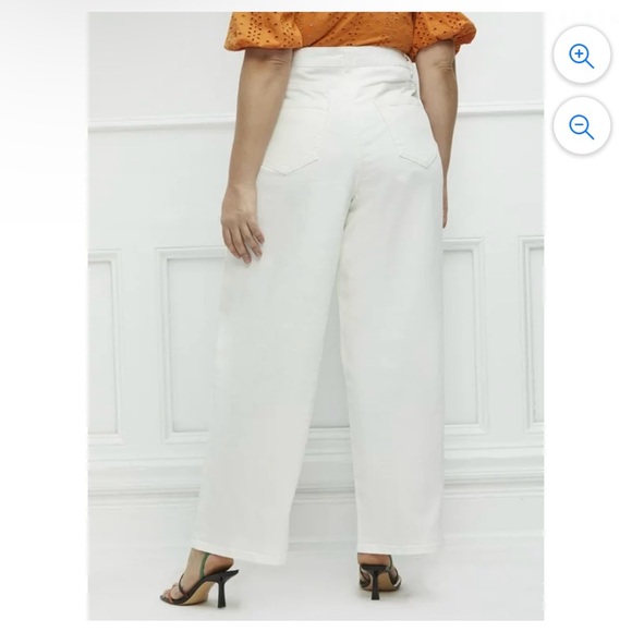 🖤 Eloqui Wide Leg White Denim Pants 16 18 20 22 24 - Picture 6 of 8